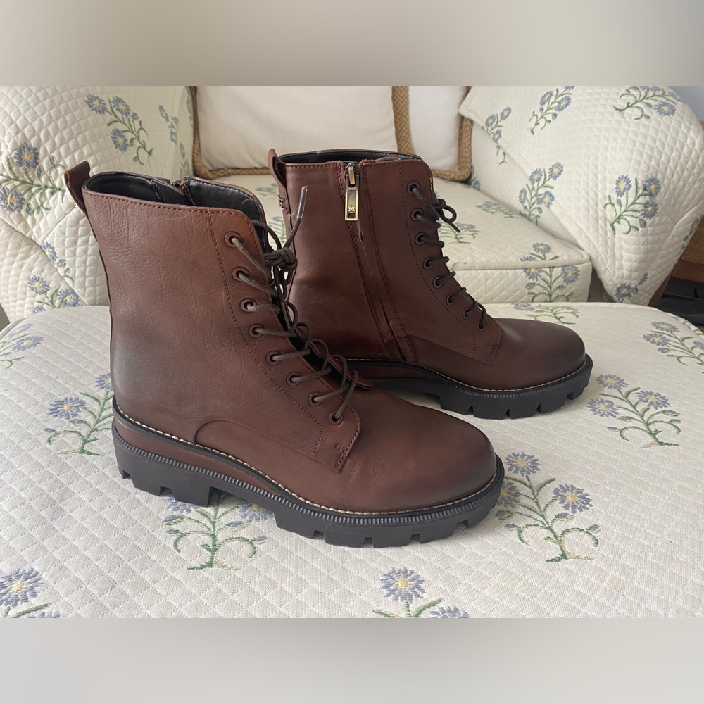 Sam Edelman Brown Leather Lace-Up Boots, Women’s Size 9